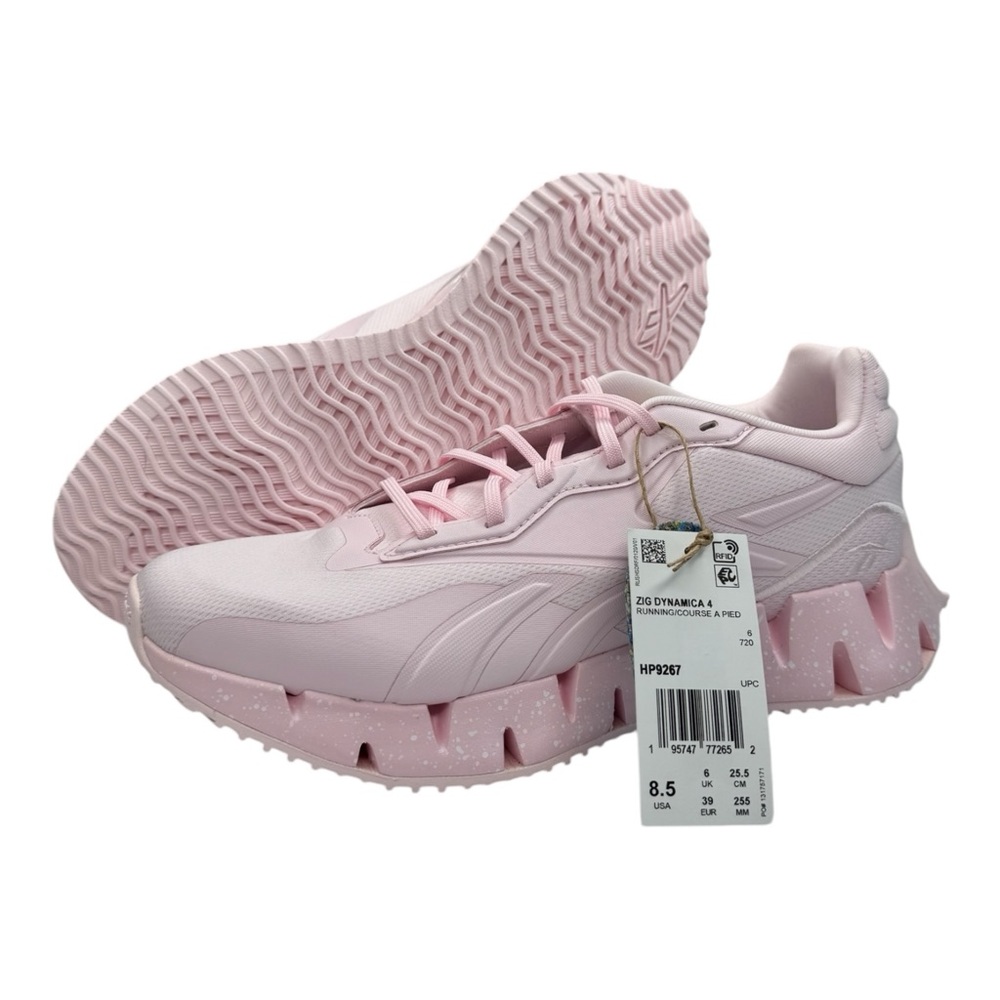 Reebok Zig Dynamica 4 Womens Pink Canvas Lace Up Lifestyle Sneakers Shoes 8.5
